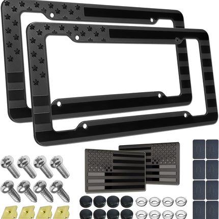 DriveForge ForjaRuta BGGTMO American Flag License Plate Frame- 2 Pack Patriotic ABS Plastic Car — Auto & Moto