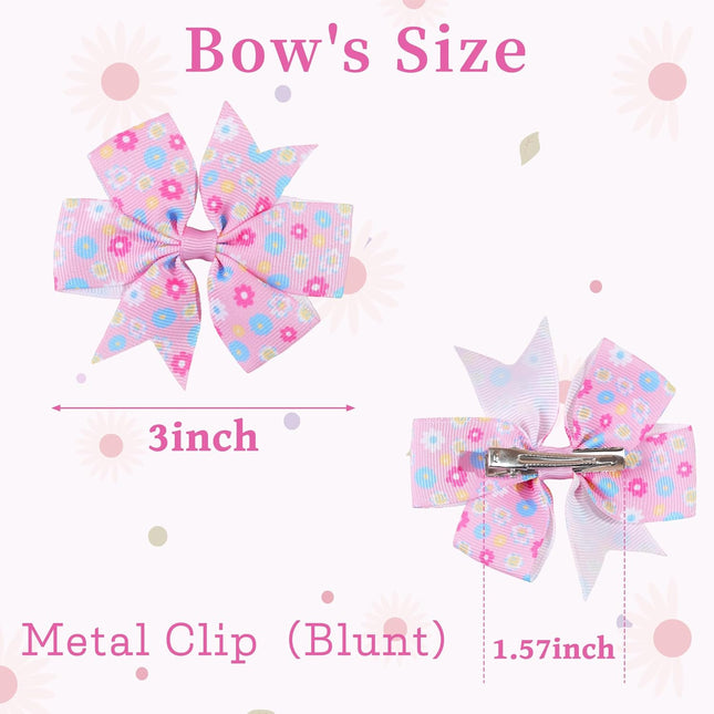 40-Piece 3 Inch Grosgrain Ribbon Pinwheel Hair Bow Alligator Clips for Girls