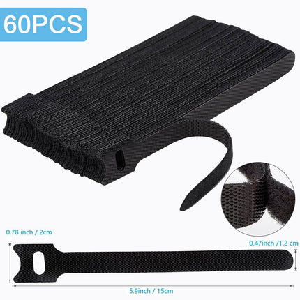 60-Piece 6-Inch Reusable Adjustable Cable Ties