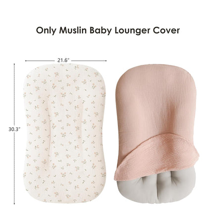 Muslin Baby Lounger Covers, 100% Cotton, Pack of 2, Pink Blossom