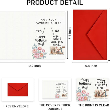 Funny Floral Mother's Day Card for Mom, 5x7 Inch with Envelope