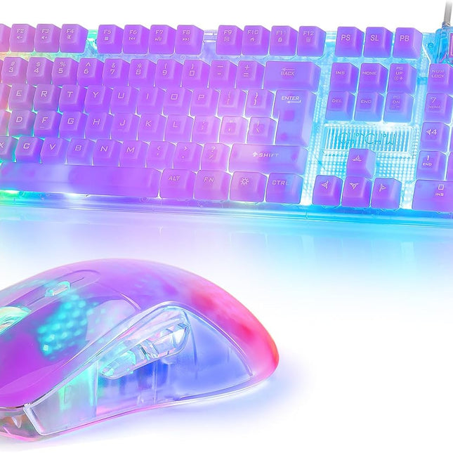 RGB Wired Clear Gaming Keyboard and Mouse Combo