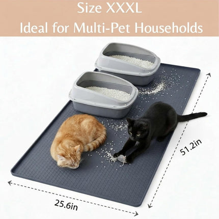 Cat Litter Mat 51" x 25.6" XL Silicone Litter Box Mat