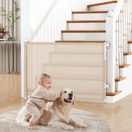 PawHaven RefugioPata Retractable Baby Gate for Stairs, 55" Wide Mesh Dog Gate Indoor — Pet Supplies