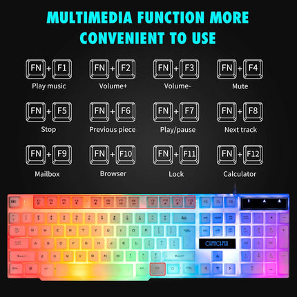 RGB USB Wired Gaming Keyboard and Mouse Combo