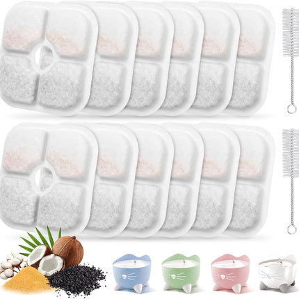12-Pack Cat Water Fountain Replacement Filters