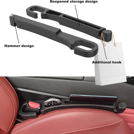 DriveForge ForjaRuta 2 Pack Car Seat Gap Filler with Storage, Organizer, Hook & Emergency Glass — Auto & Moto