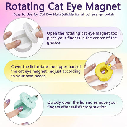 2-Piece Pink Automatic Cat Eye Nail Magnet Tool Set