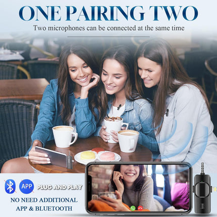 3-in-1 Wireless Lavalier Microphone Set, 3 Mics