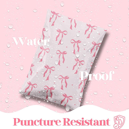 6x9 Pink Bow Designer Poly Mailers, 100 Pack