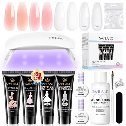 Hema-Free Poly Gel Nail Kit Starter, 4 Natural Clear Colors