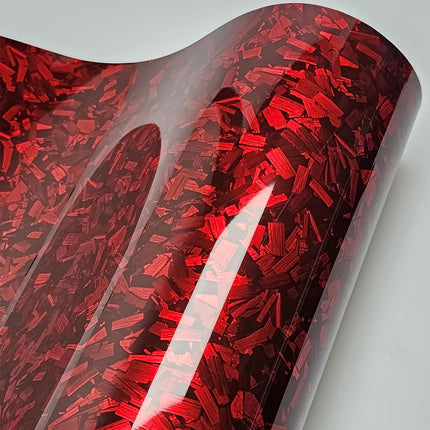 Forged Gloss Carbon Fiber Red Vinyl Wrap Roll - Red, 1 ft x 3.5 ft