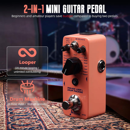 Looper Drum Machine Guitar Pedal with 20-Minute Loop