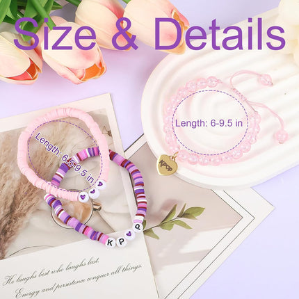 Pink K-Pop Stretch Crystal Bead Bracelet with Birthday Card