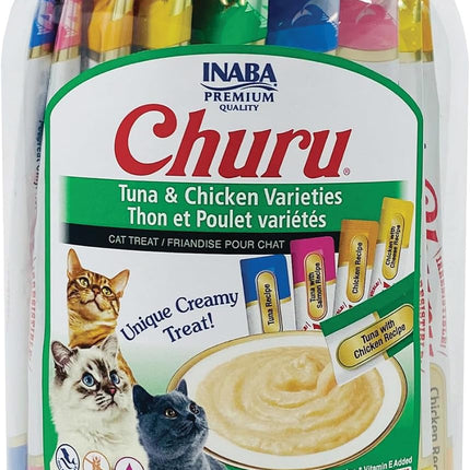 Lickable Creamy Purée Cat Treats, Tuna & Chicken Variety, 50 Tubes