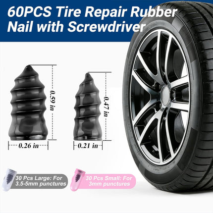 61-Piece Screw-In Tire Plug Repair Kit