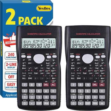 2 Pack Scientific Calculators with 2-Line Large Screen Display