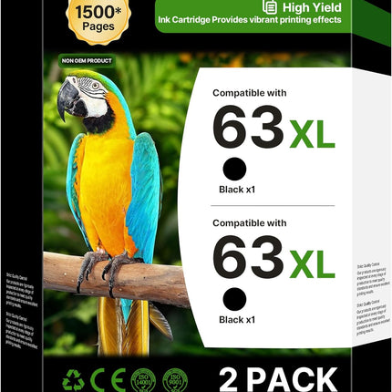 63XL Black Ink Cartridge 2-Pack, High-Yield