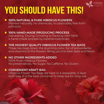 140-Count Natural Hibiscus Flower Herbal Tea Bags