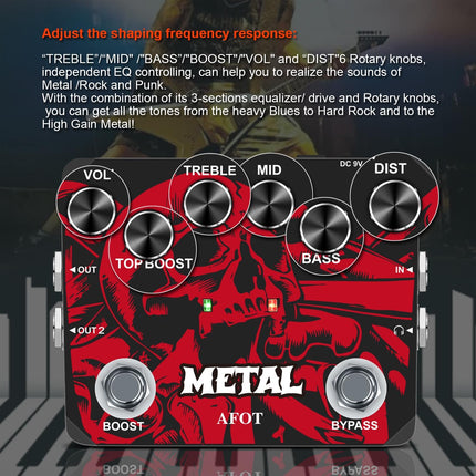 Heavy Metal Distortion Guitar Pedal with True Bypass