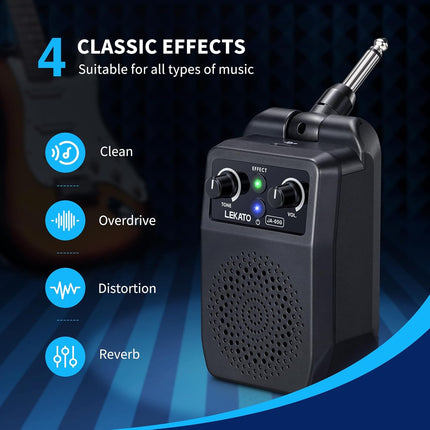 Mini 5W Portable Electric Guitar Combo Amp with Bluetooth and 4 Built-In Effects, Black