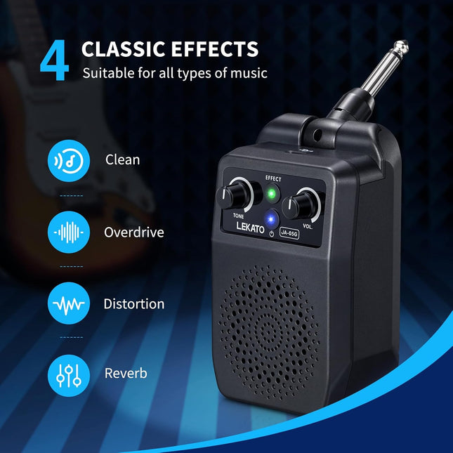 Mini 5W Portable Electric Guitar Combo Amp with Bluetooth and 4 Built-In Effects, Black