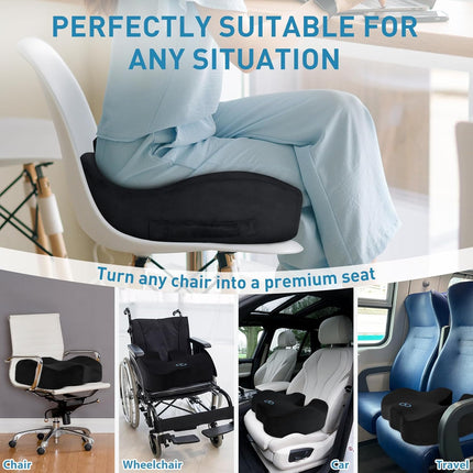 Black Memory Foam Seat Cushion with Velvet Cover, 4.7 in