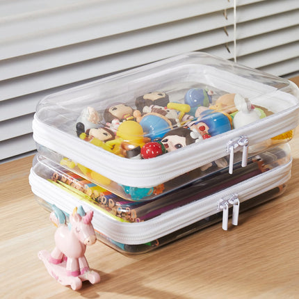 2-Piece Clear Hard Shell Zipper Organizer Case Set