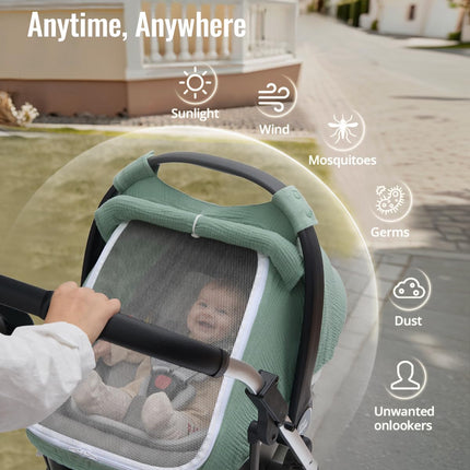 Roman Green Baby Car Seat Cover with Mesh Window