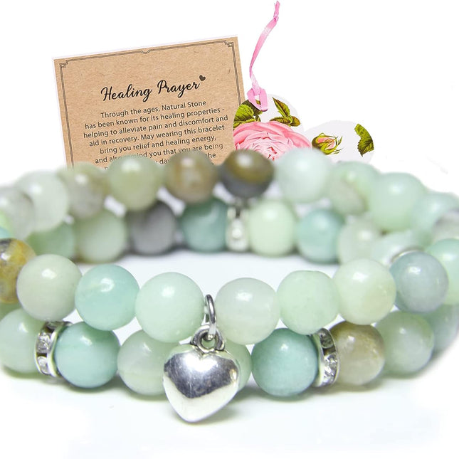 2-Piece Healing Crystal Beaded Bracelet Set for Women