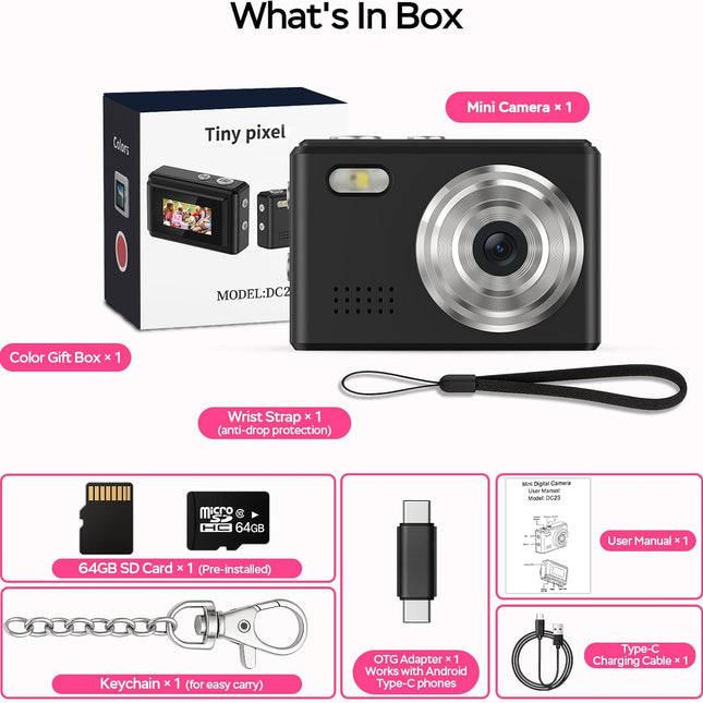 Mini Camera 1080P HD Video Recorder with 64GB Card
