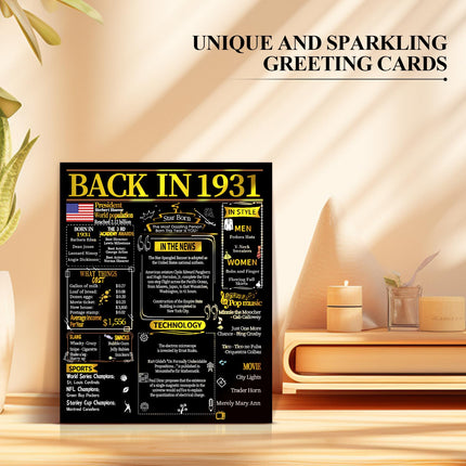 95th Birthday 3D Pop-Up Card, Back in 1931 Gold Retro Theme
