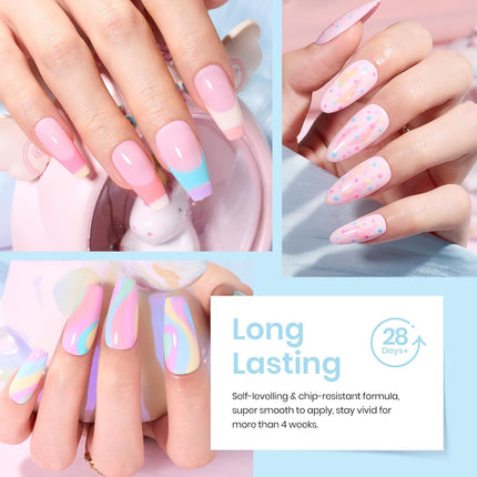 Pastel Gel Polish Set - 20 Colors with Base and Top Coats