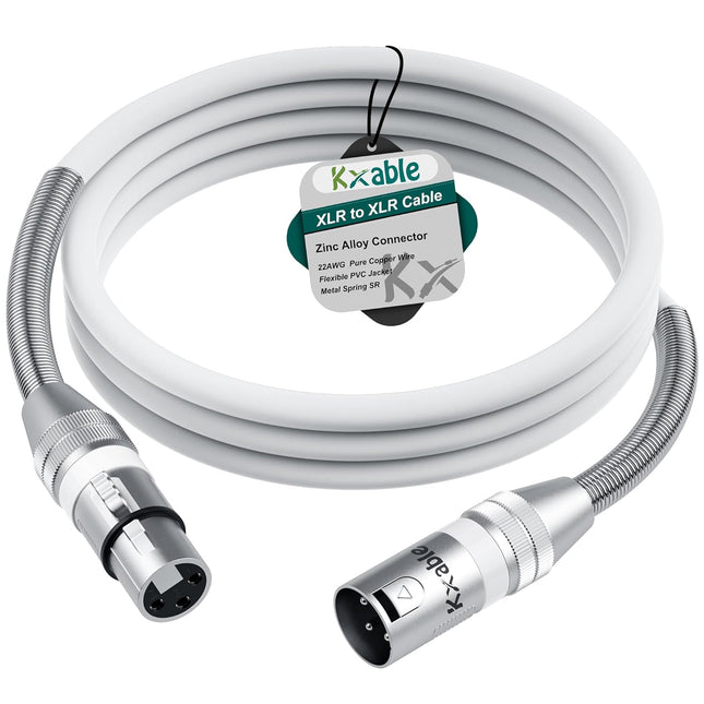 6 FT White XLR Male to Female Balanced Microphone Cable