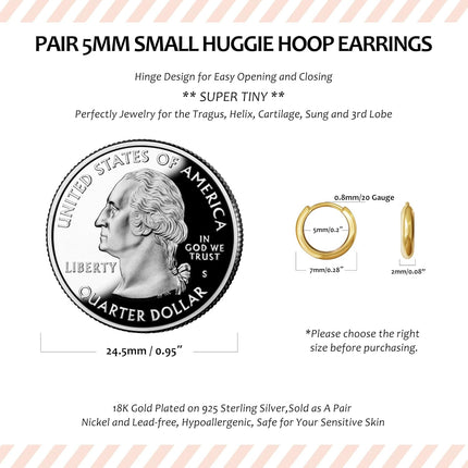 925 Sterling Silver Small Hoop Earrings for Women