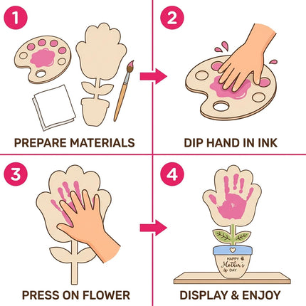 DIY Mother's Day Handprint Rose Bouquet Keepsake Craft with Pot