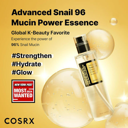 COSRX Snail Mucin 96% Power Repairing Essence 3.38 fl.oz — K-Beauty Hydrating Serum