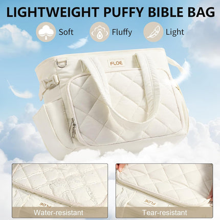 Large Quilted Puffer Bible Bag with Shoulder Strap