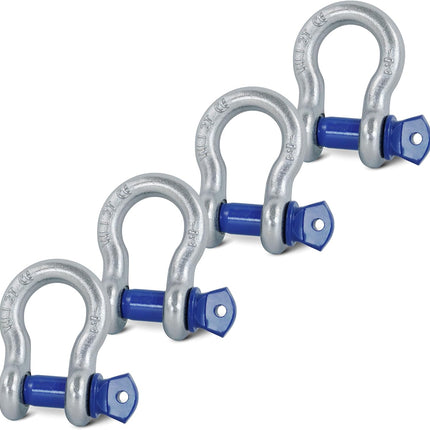 4 Pack 1/2 in. D Ring Shackles with 9/16 in. Screw Pins