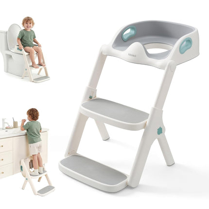 2-in-1 Toddler Potty Training Seat with Steps, Green