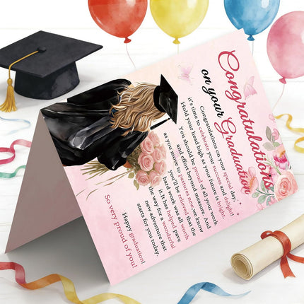 Graduation Card for Her with Pink Floral Design