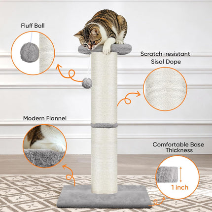 PawHaven RefugioPata PAWSCRAT Cat Scratching Post 32" Tall, Large Diameter Natural Sisal Cat — Pet Supplies