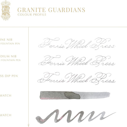 Granite Guardians Stone Grey Fountain Pen Ink with Rose Gold Shimmer, 20ml Bottle