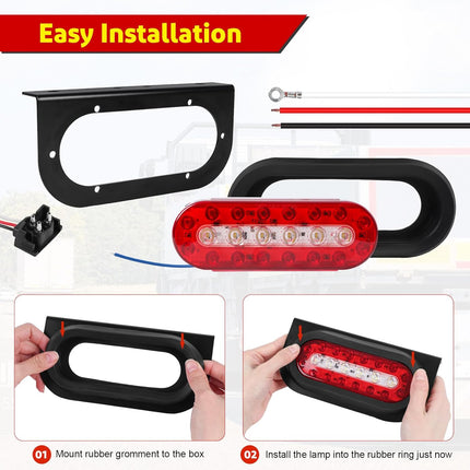 LED Trailer Lights Kit with 6 Inch Oval Tail Lights