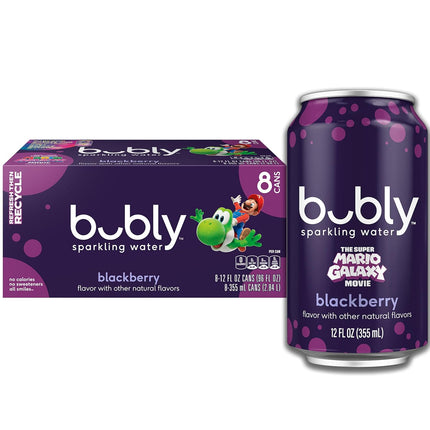 Blackberry Sparkling Water, 12 fl oz Cans, Pack of 8