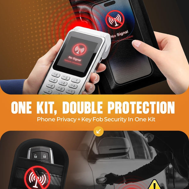 Faraday Bags for Phones & Car Keys RFID Signal Blocking Pouch Set