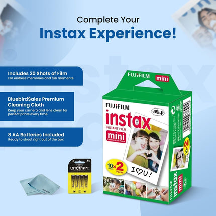 Mini Instant Film 60-Shot Bundle with Cleaning Cloth and AA Batteries