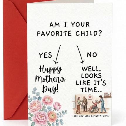 Funny Floral Mother's Day Card for Mom, 5x7 Inch with Envelope