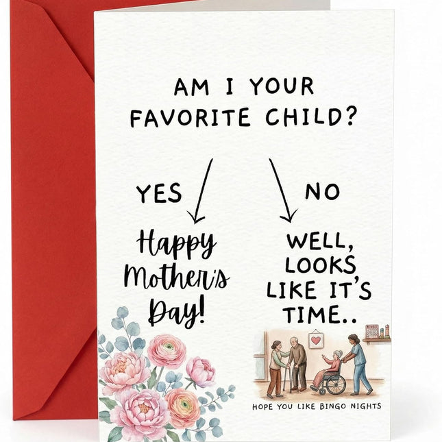 Funny Floral Mother's Day Card for Mom, 5x7 Inch with Envelope