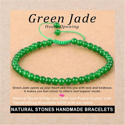 4mm Green Jade Adjustable Macrame Bracelet